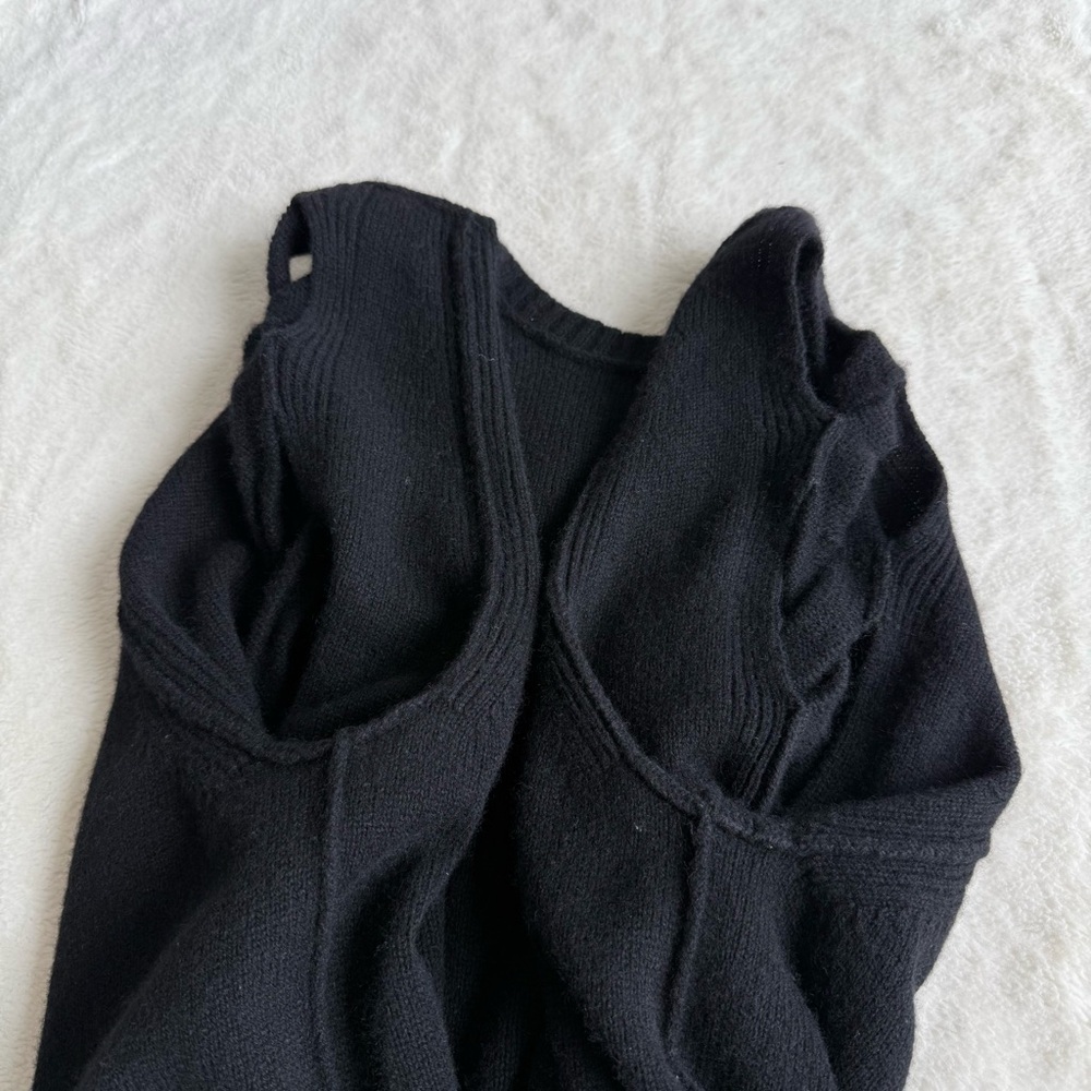 Tess Giberson 100% Cashmere Black Cable Knit Long Sleeve Sweater L - Picture 10 of 12